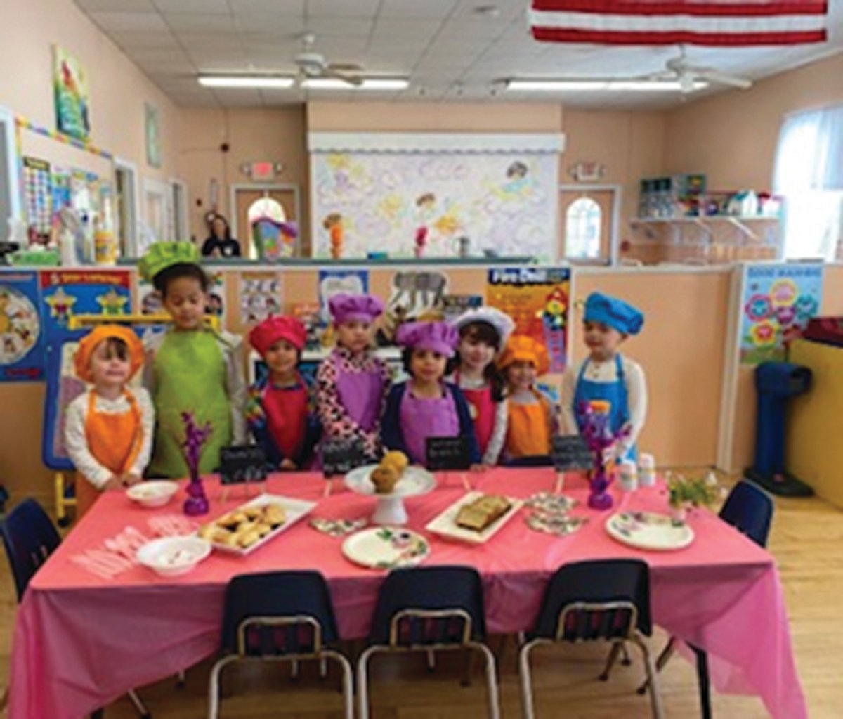 Pre-schoolers, from left to right, Matthew Bianca, Layla Sayeh, Olivia Deady, Alexis Driggers, Emalie Deady, Elise Ranaldi, Giovanna Calcagni and Antonio Bibby, were just some of the youngsters who enjoyed “Muffins with Mom” last week.
